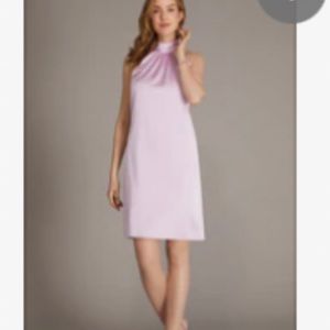 Periwinkle Satin Halter Mini Dress